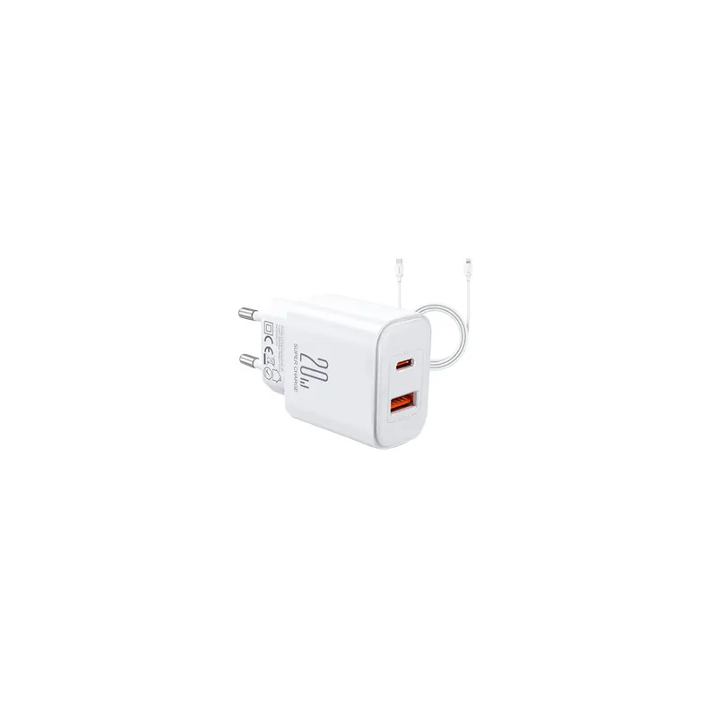 Charger Joyroom JR-TCF05 Flash, 20W + C to L Cable 1m (White)